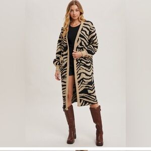 Animal Print Knit Long Cardigan